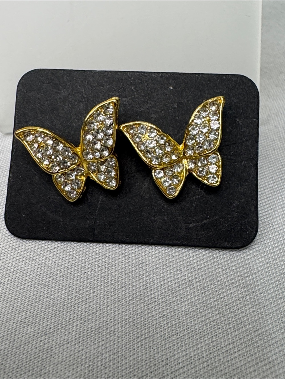 Gold Butterfly Crystal Stud Earrings - Women Jewelry